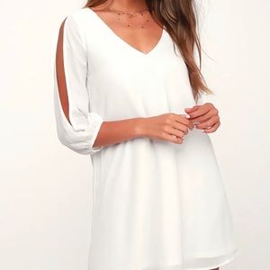 LULUS SHIFTING DEARS IVORY LONG SLEEVE DRESS